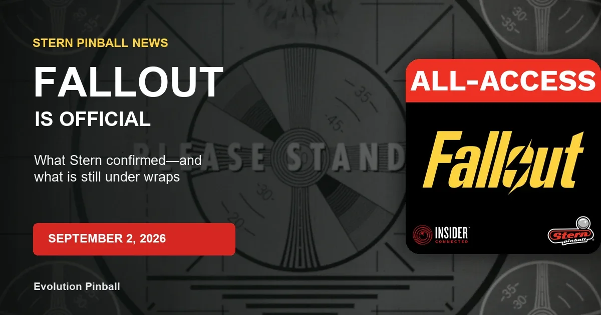 Fallout by Stern Pinball official announcement editorial banner