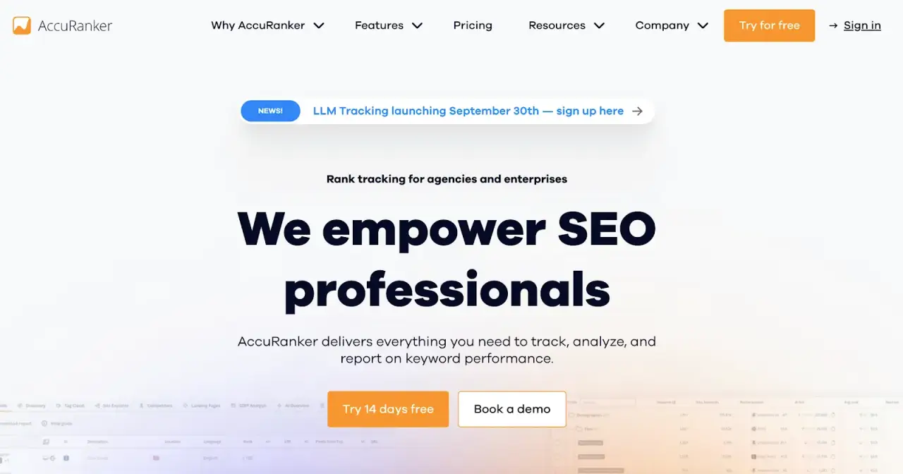 AccuRanker website homepage