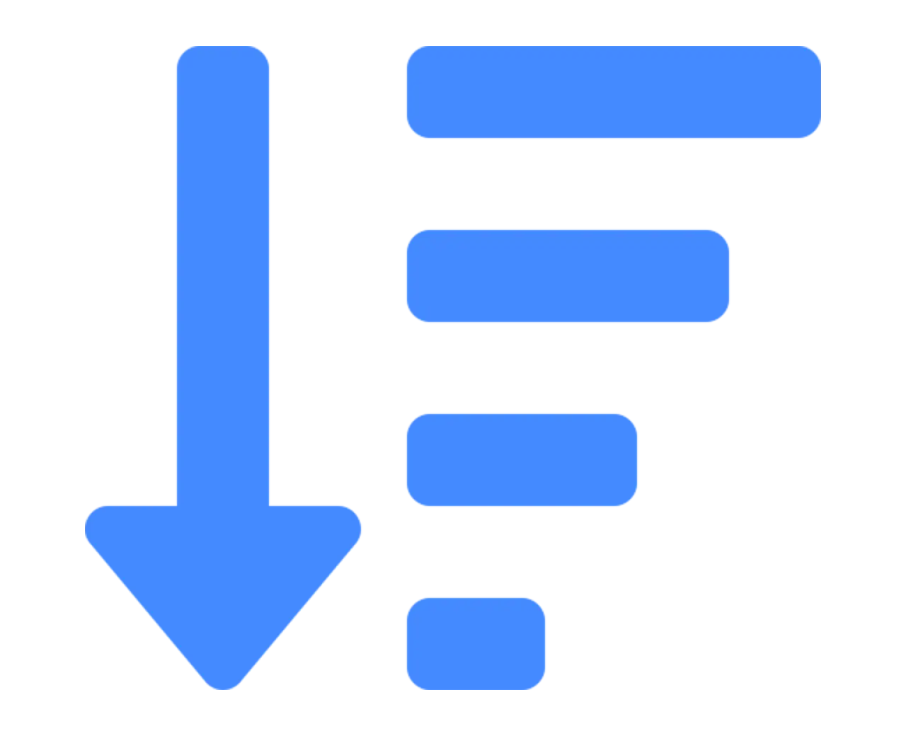Down arrow with list