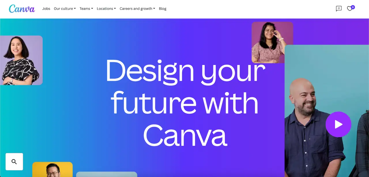 Canva website homepage