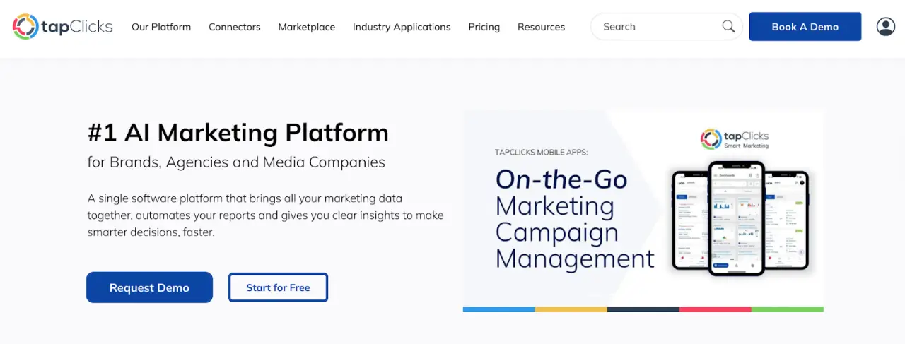 TapClicks website homepage