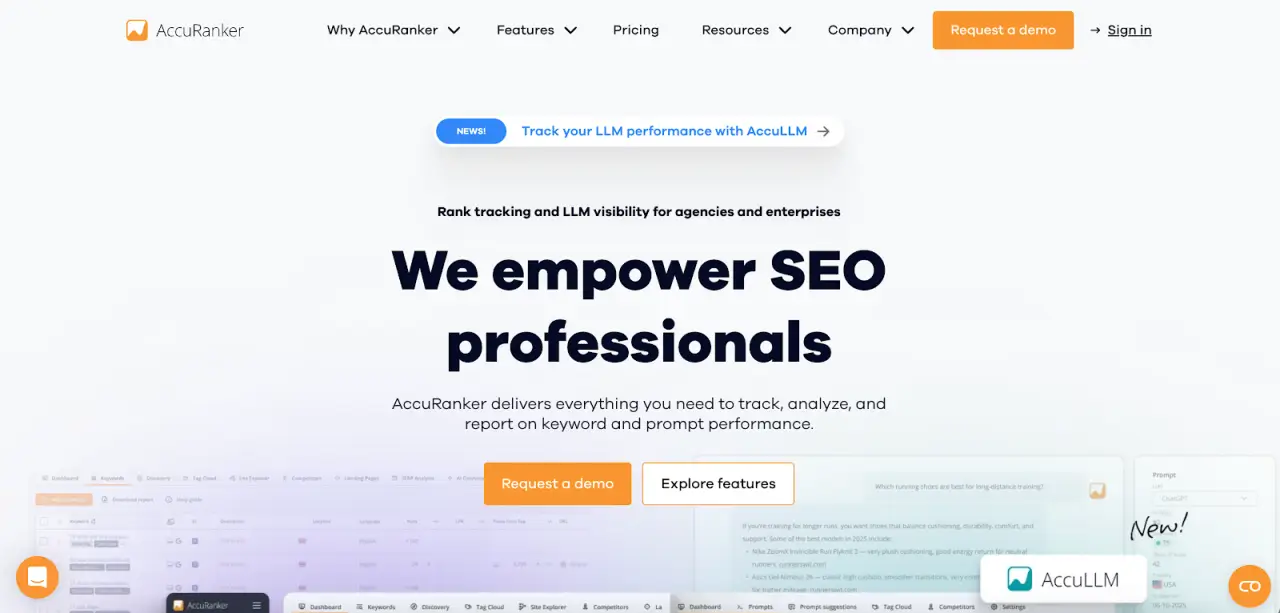 AccuRanker website homepage