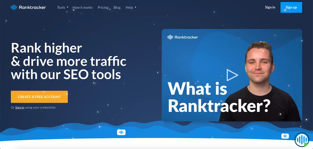 Ranktracker website homepage