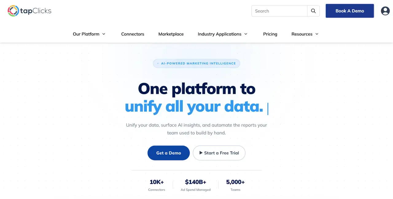 TapClicks website homepage