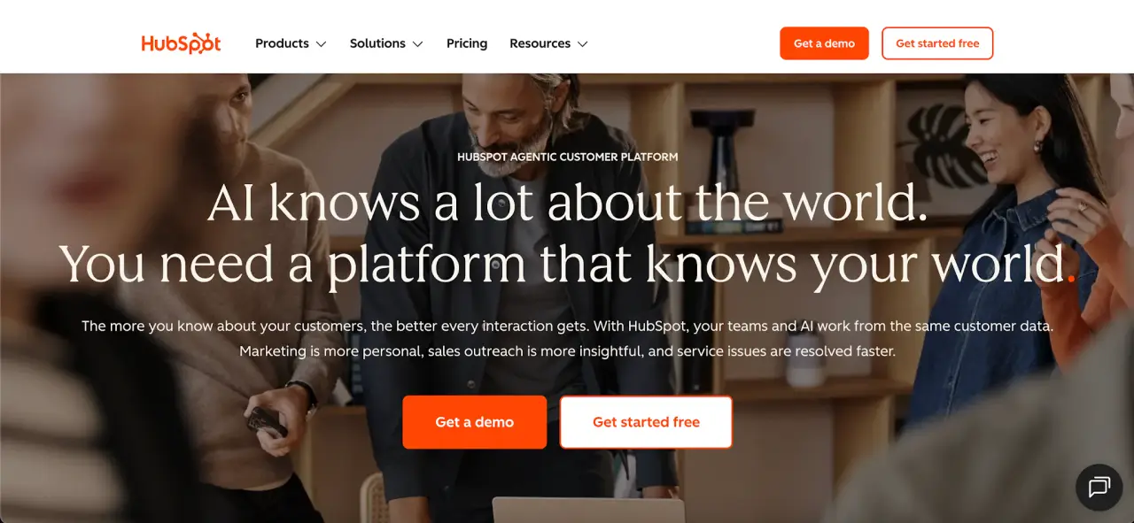 HubSpot website homepage