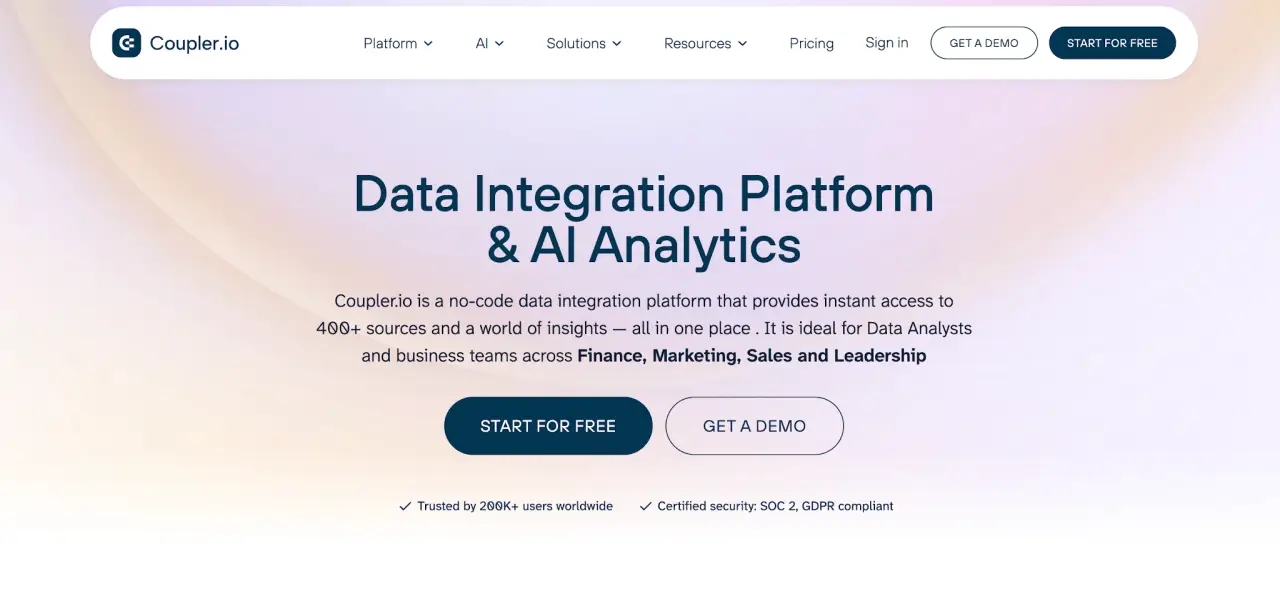 Coupler website homepage