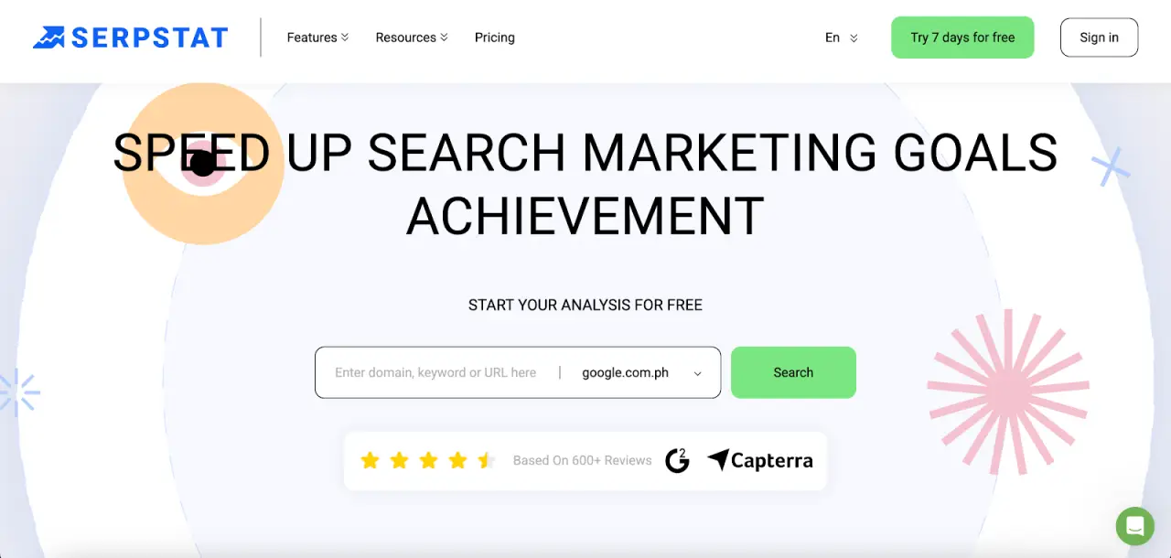 Serpstat website homepage