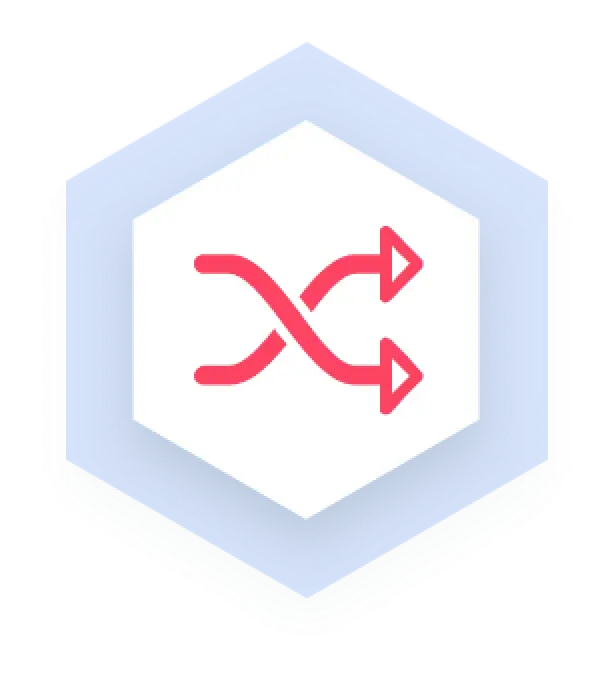 Two arrows crossing to represent seamless integration