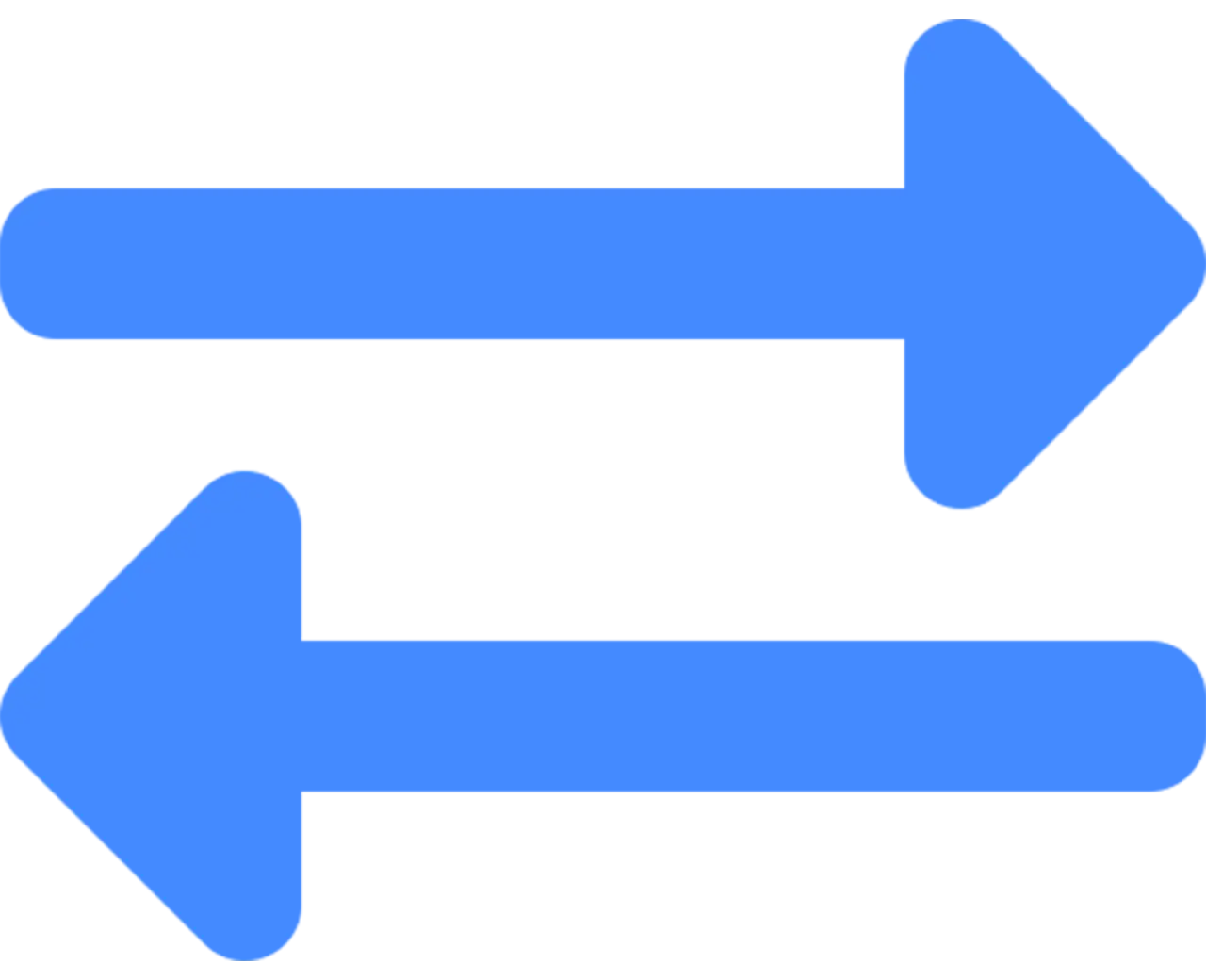 Two arrows facing opposite direcions to represent across
