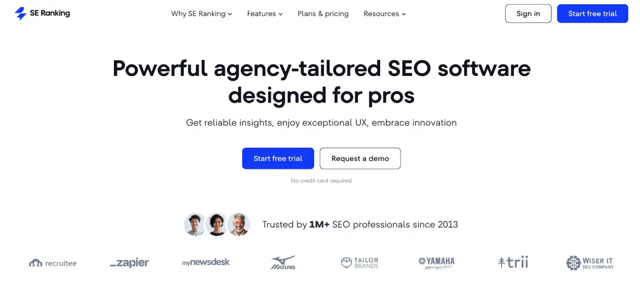 SE Ranking website homepage