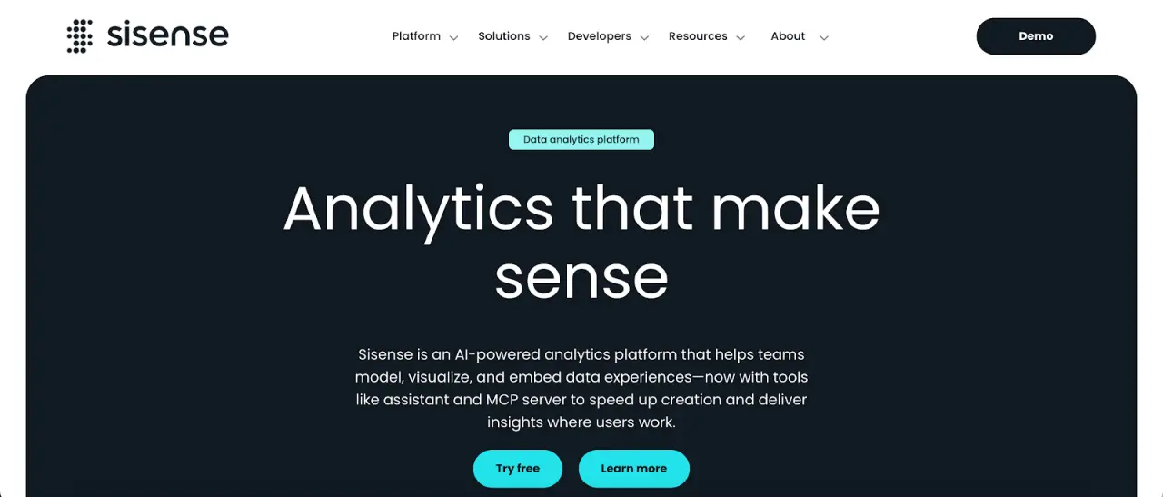Sisense website homepage