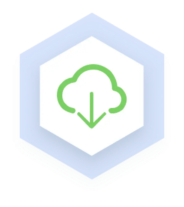 Cloud with download arrow to represent real-time data
