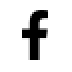 black Facebook logo in the shape of a lowercase f on a white background