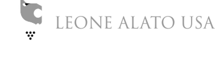 logo with a stylized lion's with head a cluster of dots text leone alato usa wine and spirits