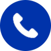 White telephone handset icon inside a solid blue circle, symbolizing a phone or call button.
