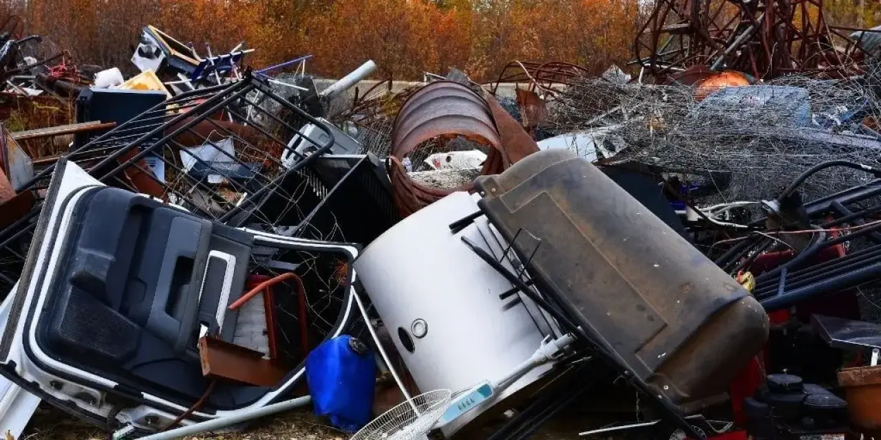 scrap metal in a pile.