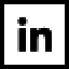 Black LinkedIn logo with in inside a rounded square on a white background.