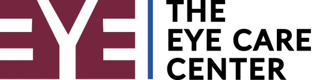 Logo with a stylized EYE and the words The Eye Care Center in bold black text.