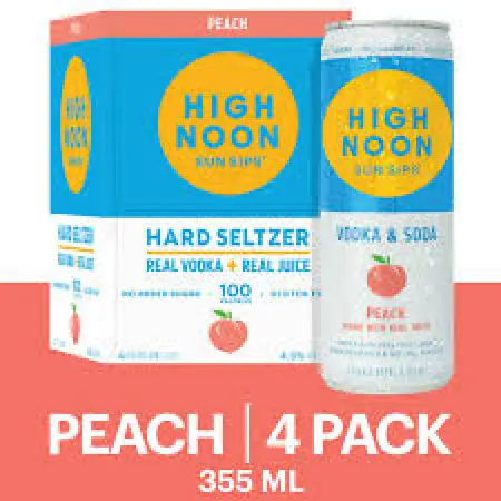 High Noon Peach Vodka & Soda 4pk 4x355ml