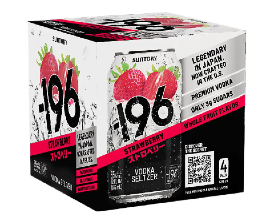 Suntory -196 Strawberry Vodka Seltzer 4 x 355ml