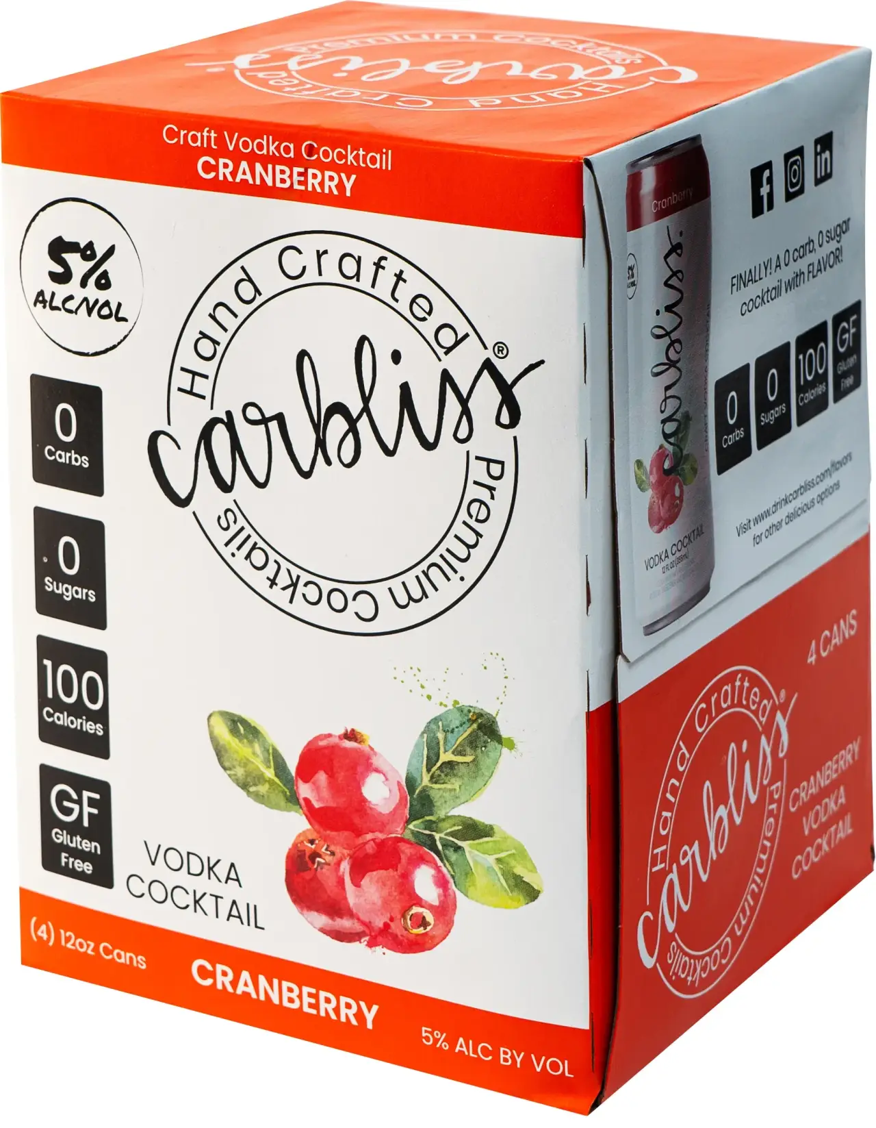 CARBLISS CRANBERRY 4@355M COCKTAILS VODKA CAN