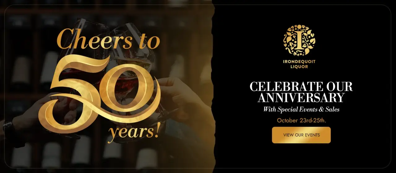 Irondequoit Liquor 50th anniversary advertisement with special events from October 23rd-25th.