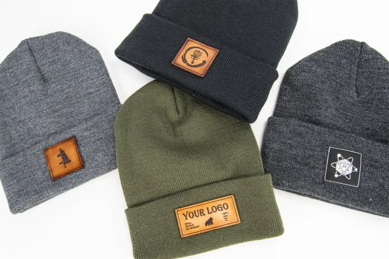 Custom Leather Patch Hats; Classic Winter Hats - Laser engraved