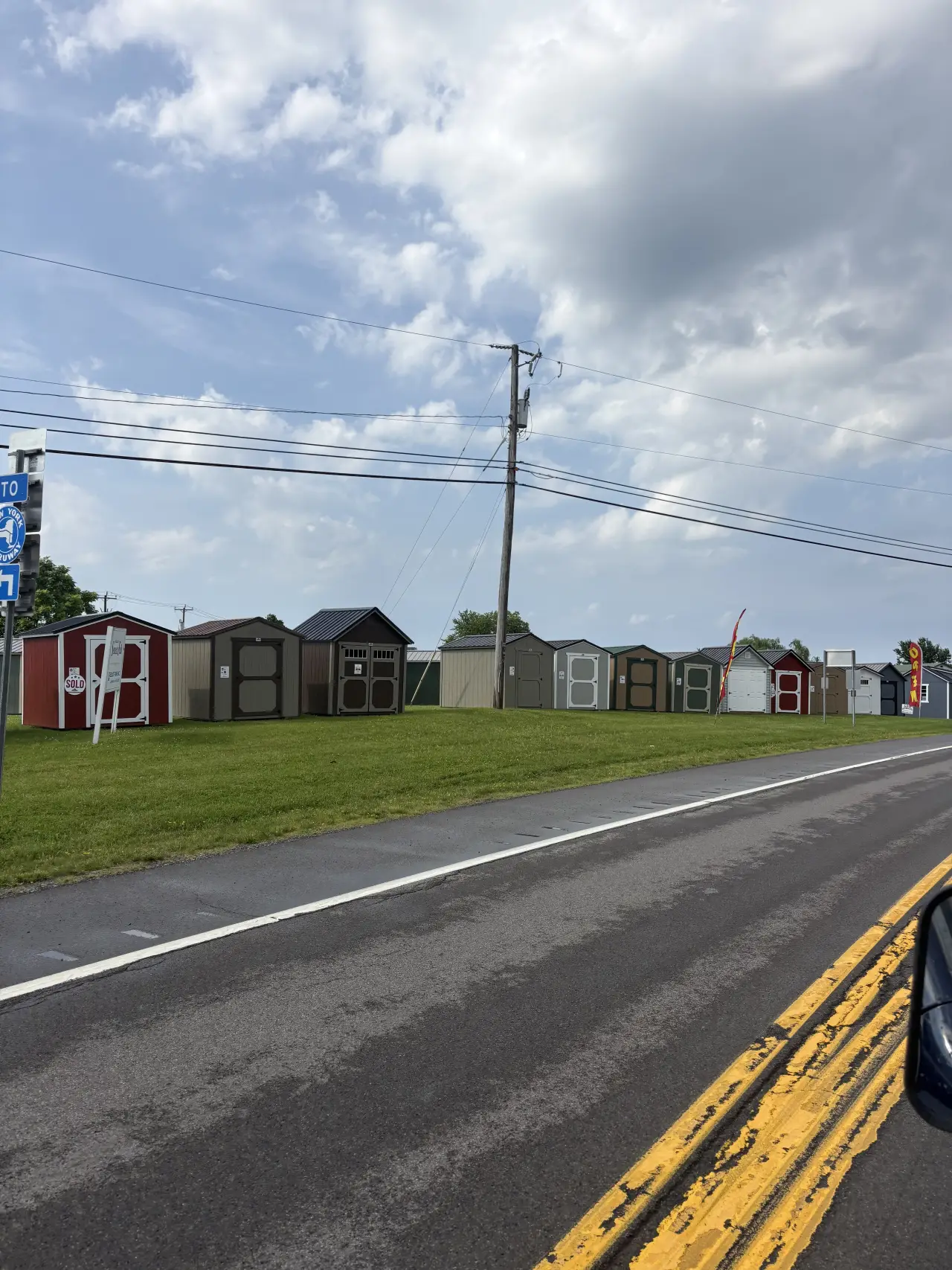 Outdoor building inventory at Cross Road Structures in Seneca Falls, NY