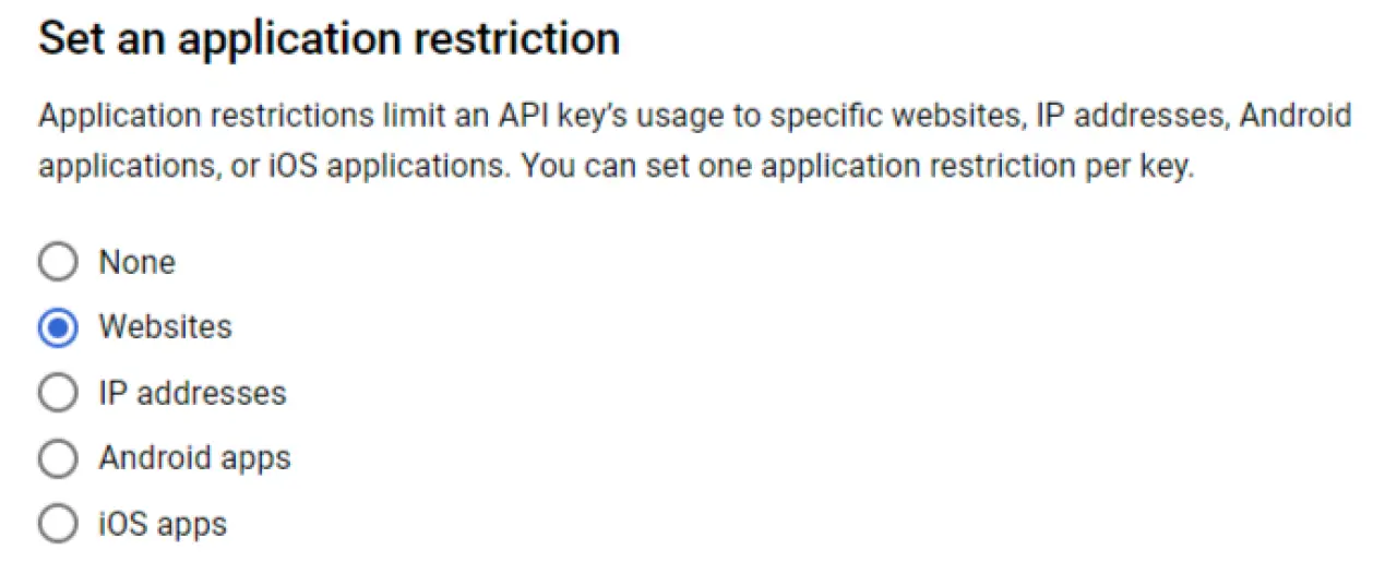 Google Maps API Keys screenshot