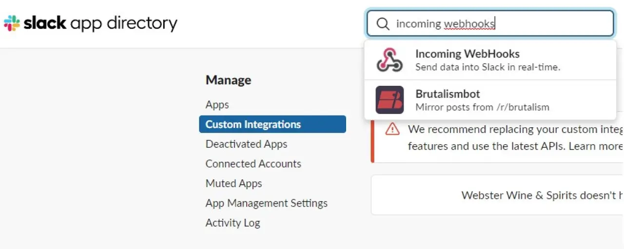 Incoming Webhooks Slack