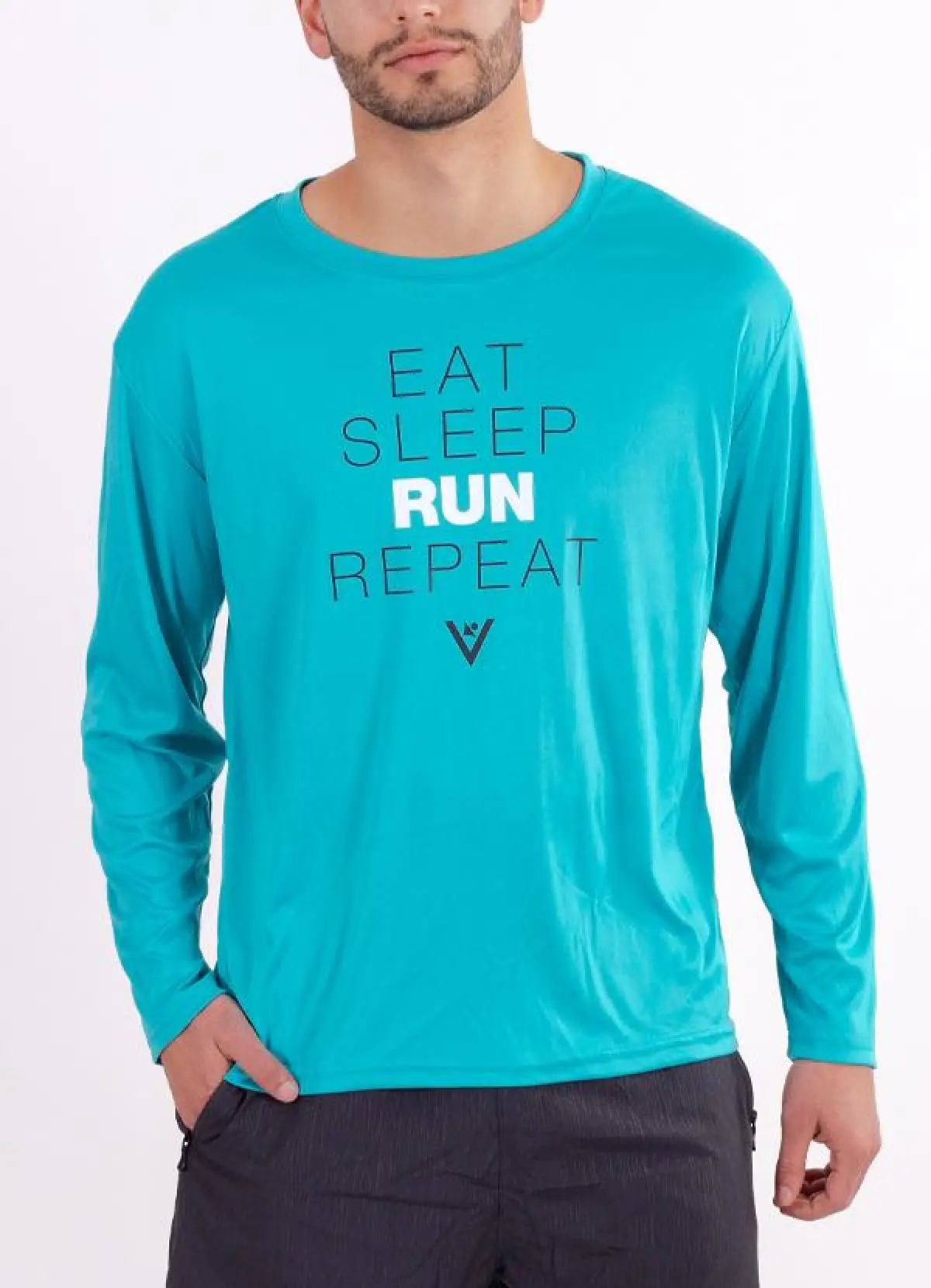Men's "Eat Sleep Run Repeat" Long Sleeve Crew Neck Shirt