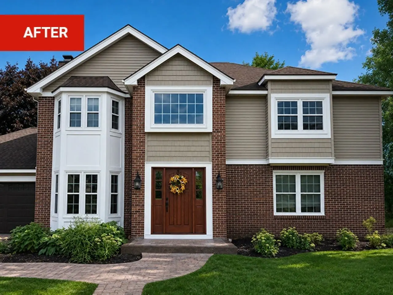 after image of home with updated tan siding