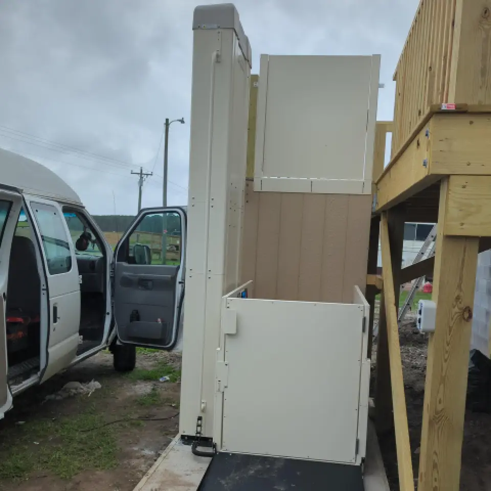 Vertical PLatform Lift for Stilted Home in Whortonsville, NC