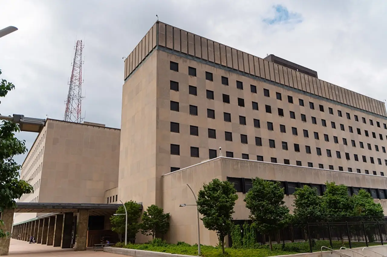 large beige building