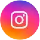 Instagram logo: a white camera outline on a pink, orange, and purple gradient circular background.