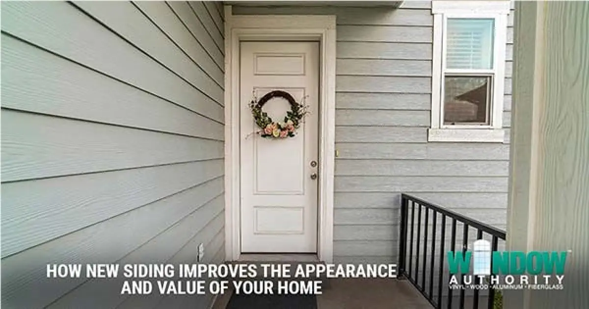 Home entryway with gray siding, white door, and blog title overlay.
