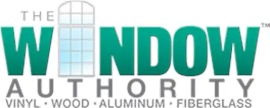 logo for The Window Authority featuring a window graphic and materials listed below