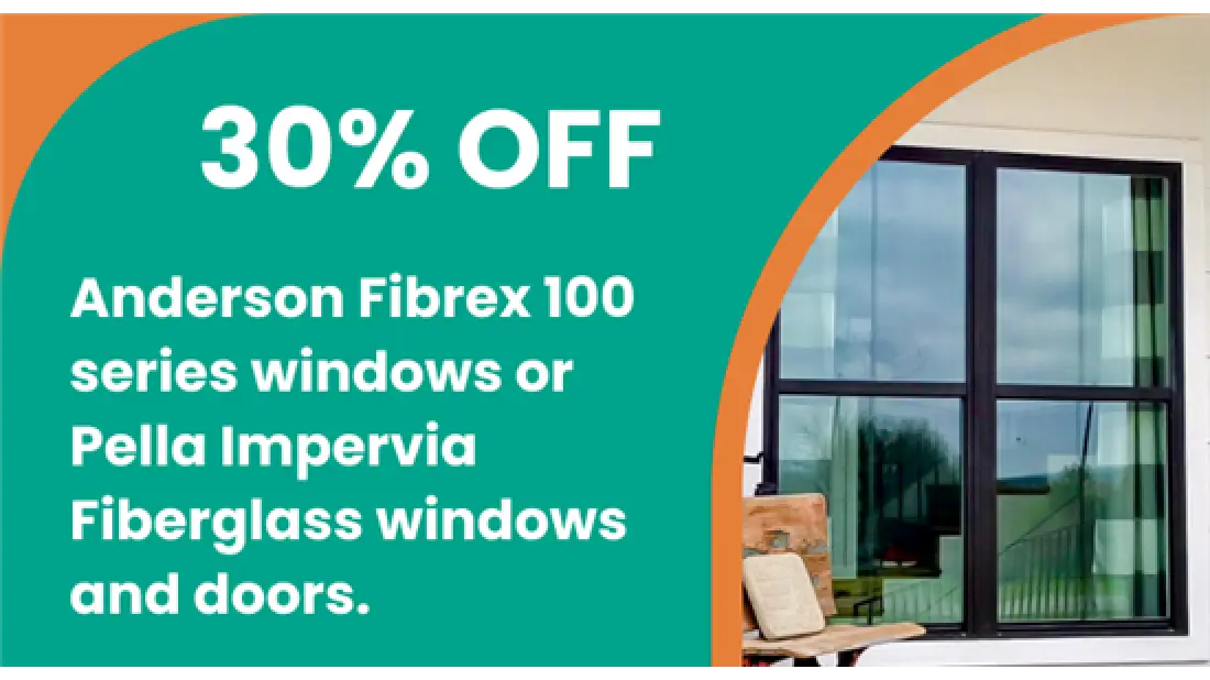 graphic offering 30% off windows and doors