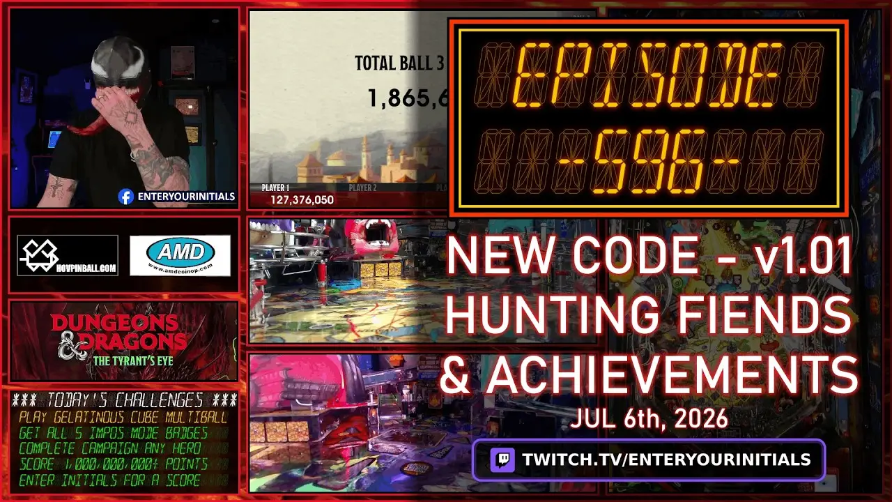 Episode 596 - Stern Pinball's Dungeons & Dragons - NEW CODE - v1.01! video thumbnail