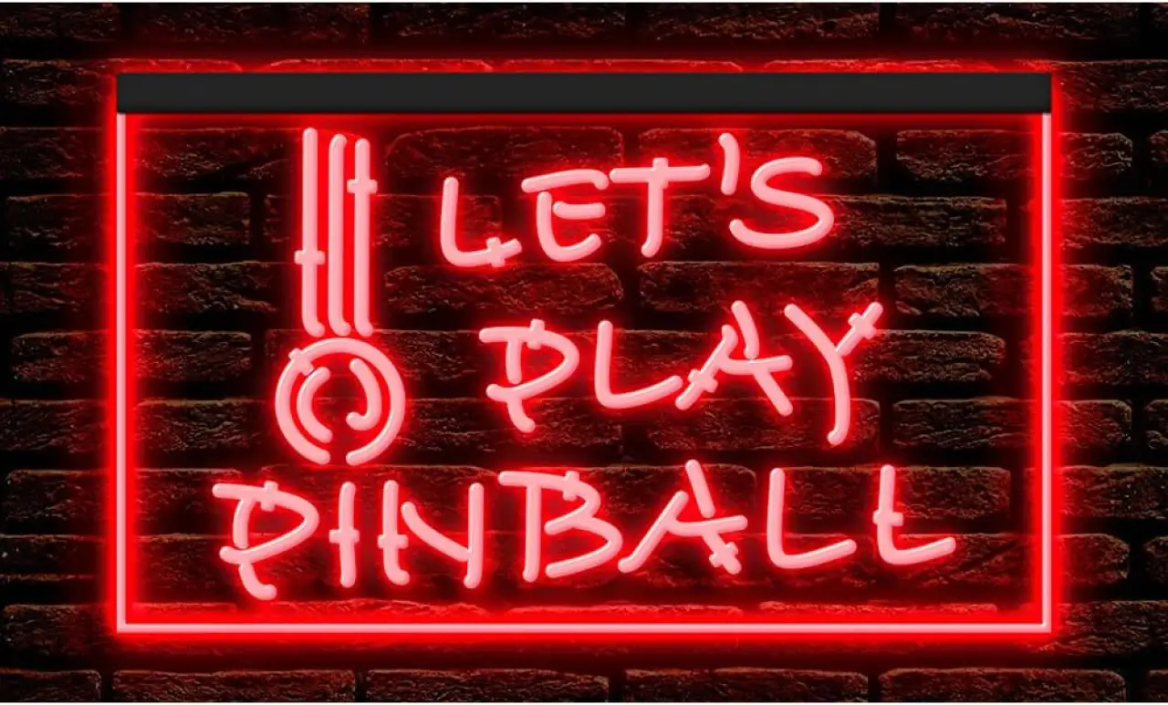 230042 Let's Play Pinball Game Room Man Cave Decor Display LED Light Neon Sign (12" X 8", Red)