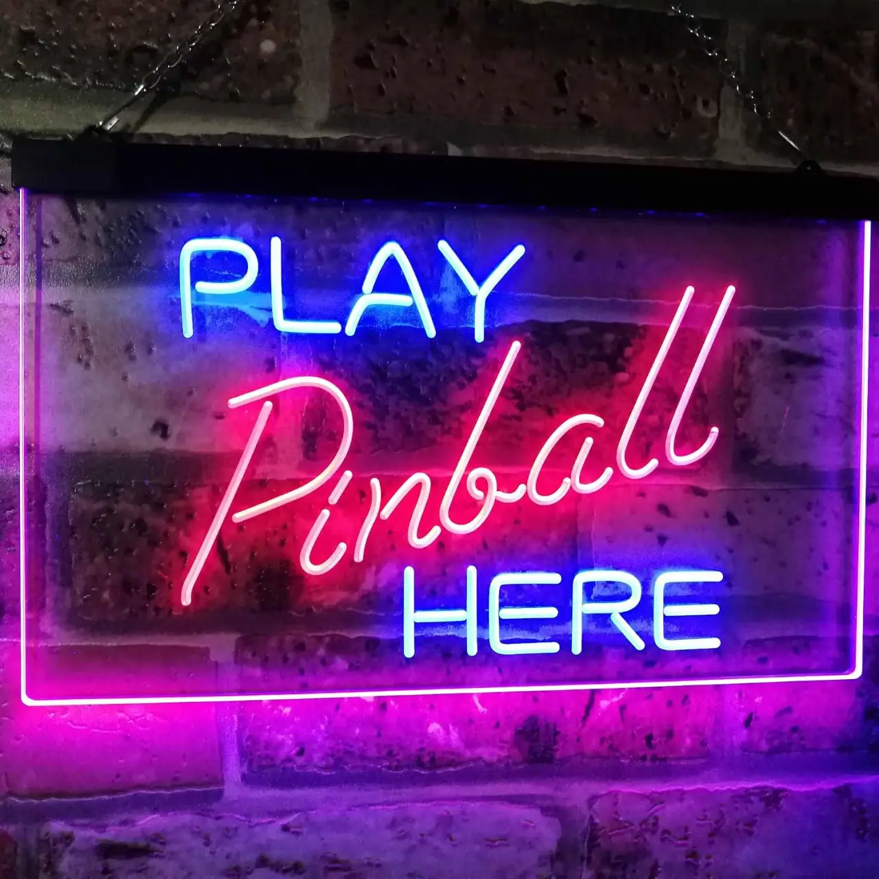 ADVPRO Pinball Room Play Here Display Game Man Cave Décor Dual Color LED Neon Sign Blue &amp; Red 24" x 16" st6s64-i2619-br