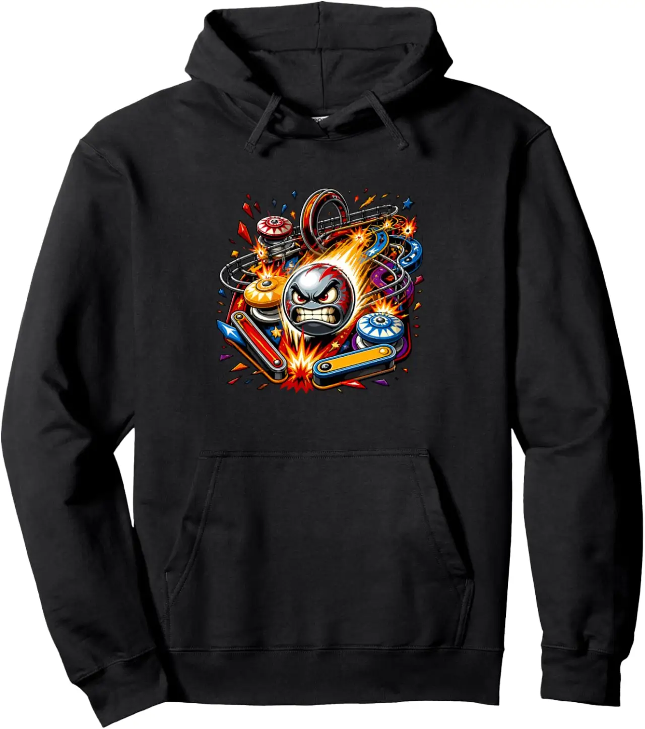 Angry Flaming Pinball Arcade Machine Chaos Pullover Hoodie