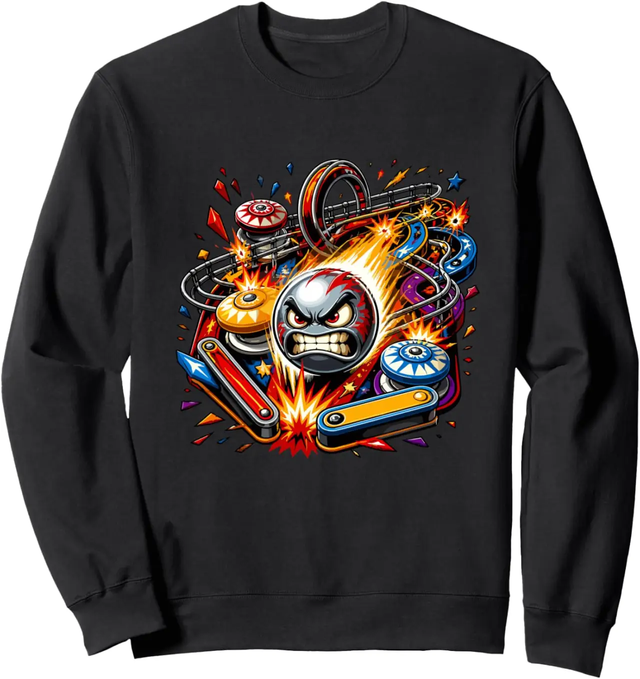 Angry Flaming Pinball Arcade Machine Chaos Sweatshirt