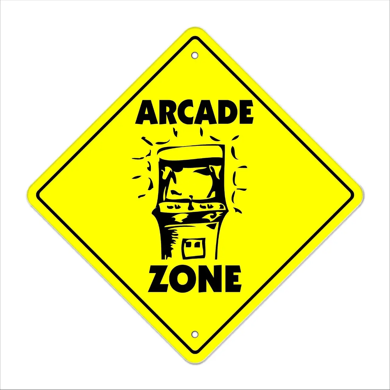 Arcade Crossing Sign Zone Xing | Indoor/Outdoor | 12" Tall Game Room Gameroom Machine Pinball Shooting Pin Ball Coin