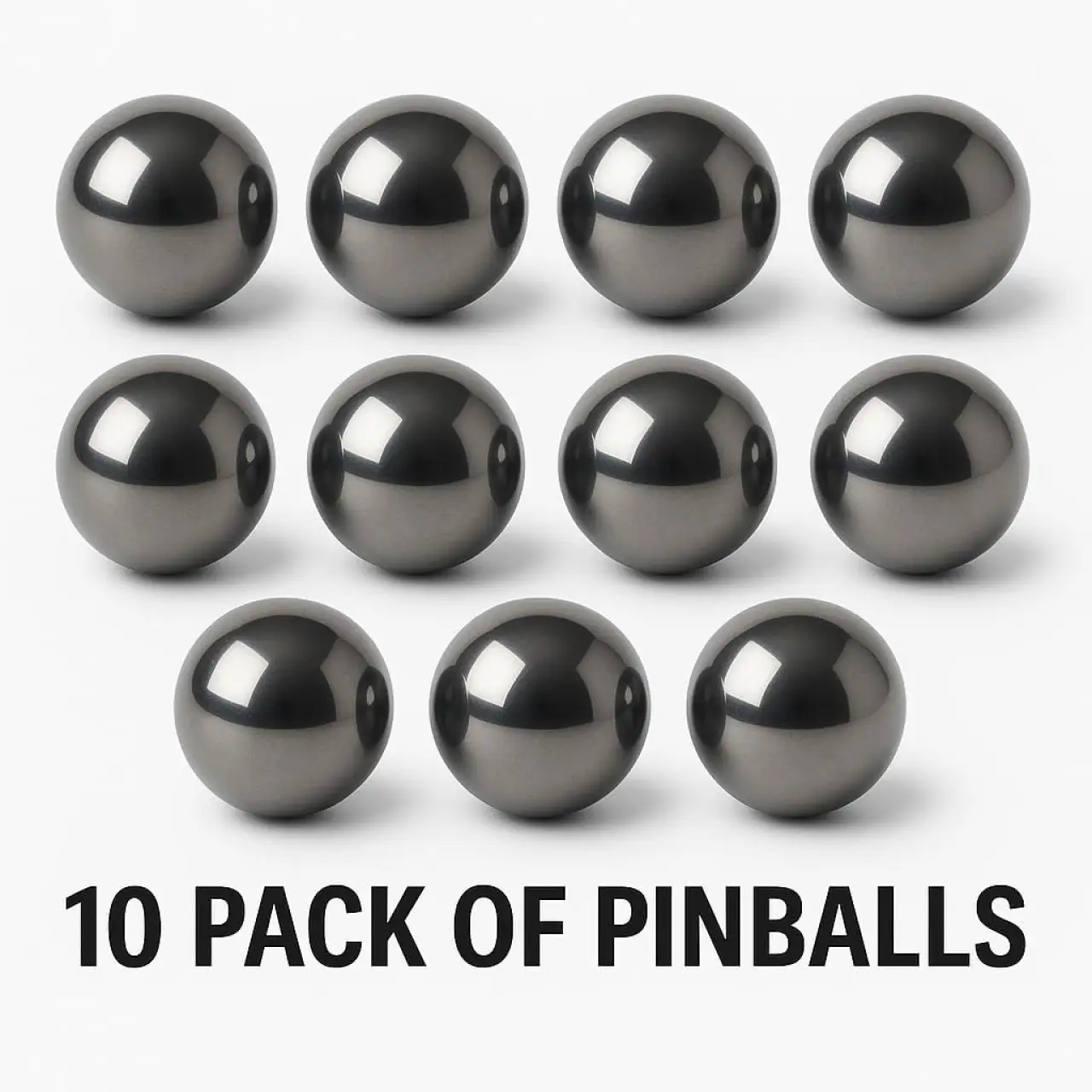 BC Precision 10 Pack 1-1/16" Inch Pinball Machine Balls, Mirror Finish, Chrome Steel Pinball Replacement Balls, Tournament Grade G25