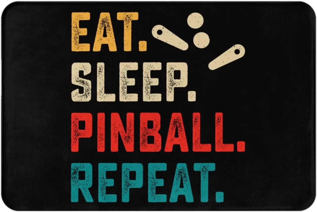 Eat Sleep Pinball Repeat Bath Mat Rug 16X24in Non-Slip Bathroom Rug Kitchen Door mat