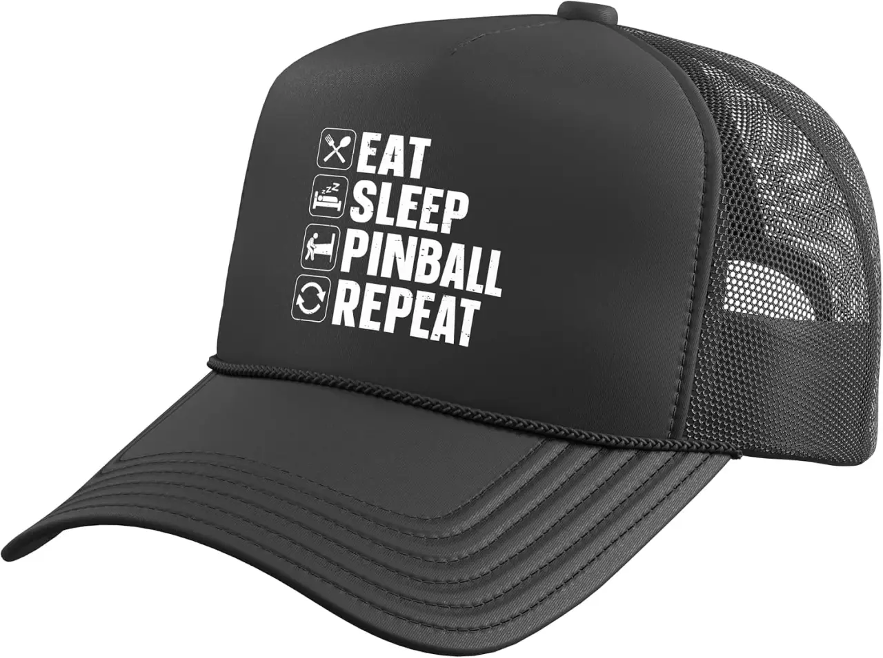 Eat - Sleep - Pinball - Repeat Trucker Hat with Adjustable Mesh Back