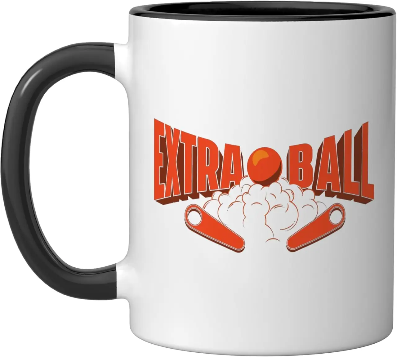 Extra Ball - Retro Vintage Multiball Pinball Arcade Game Ceramic Mug, Black/White, 11oz