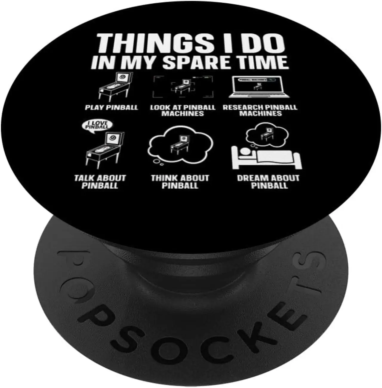 Funny Pinball Art for Men Women Kids Pinball Lovers Pinball PopSockets Adhesive PopGrip