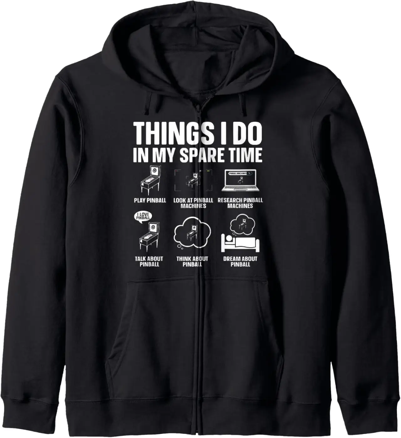 Funny Pinball Art For Men Women Kids Pinball Lovers Pinball Zip Hoodie